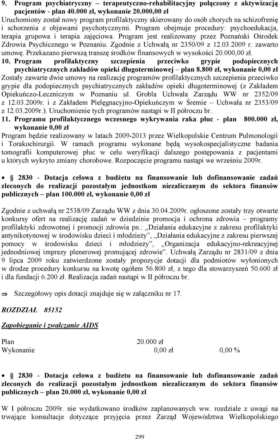 Program obejmuje procedury: psychoedukacja, terapia grupowa i terapia zajęciowa. Program jest realizowany przez Poznański Ośrodek Zdrowia Psychicznego w Poznaniu. Zgodnie z Uchwałą nr 2350/09 z 12.03.