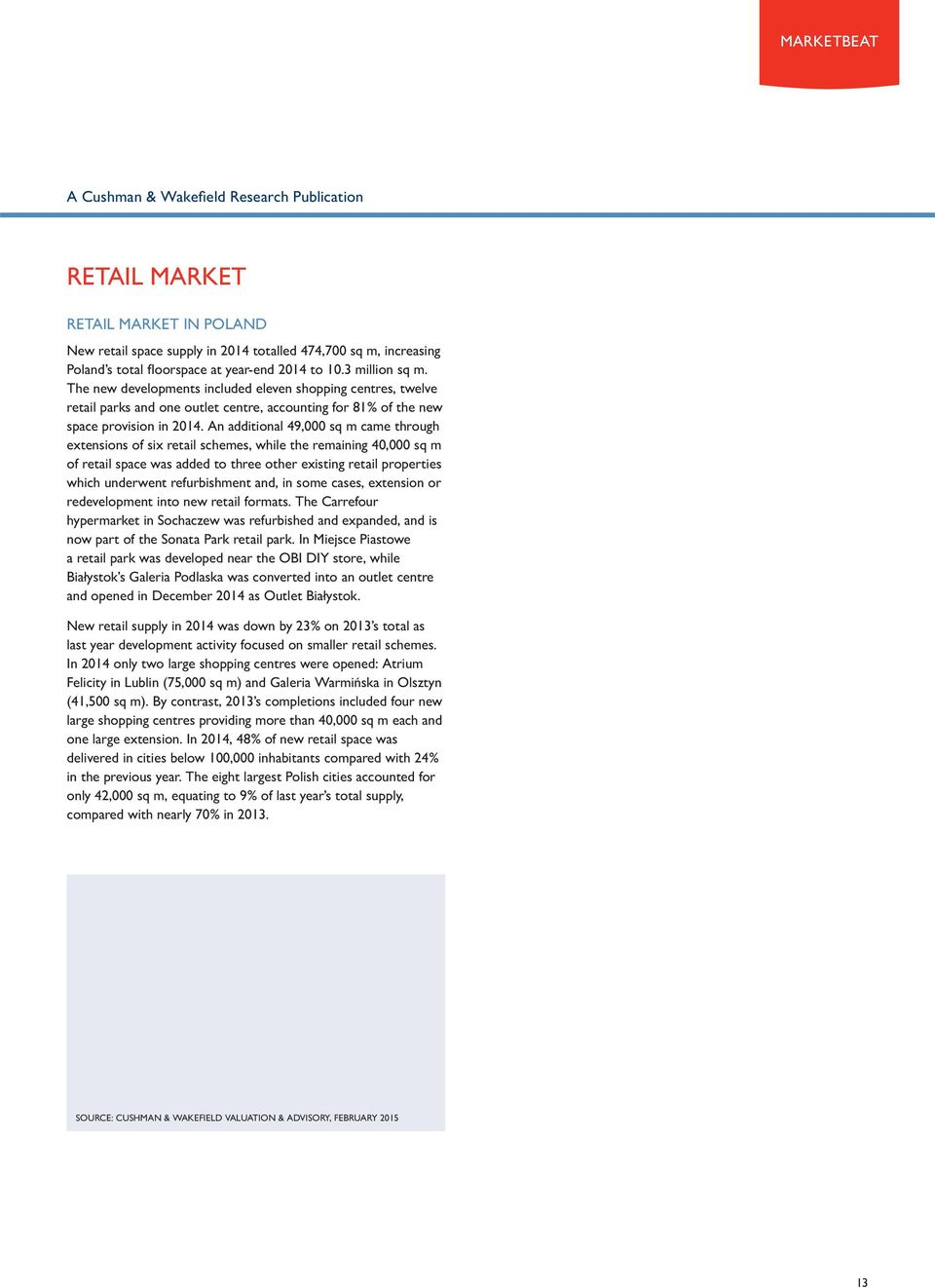 An additional 49, sq m came through extensions of six retail schemes, while the remaining 4, sq m of retail space was added to three other existing retail properties which underwent refurbishment