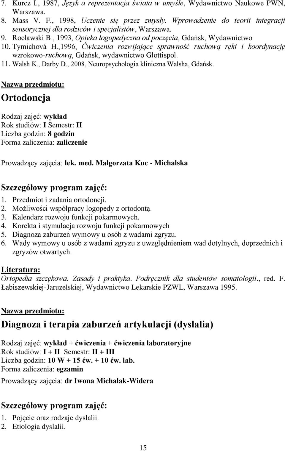 ,1996, Ćwiczenia rozwijające sprawność ruchową ręki i koordynację wzrokowo-ruchową, Gdańsk, wydawnictwo Glottispol. 11. Walsh K., Darby D., 2008, Neuropsychologia kliniczna Walsha, Gdańsk.