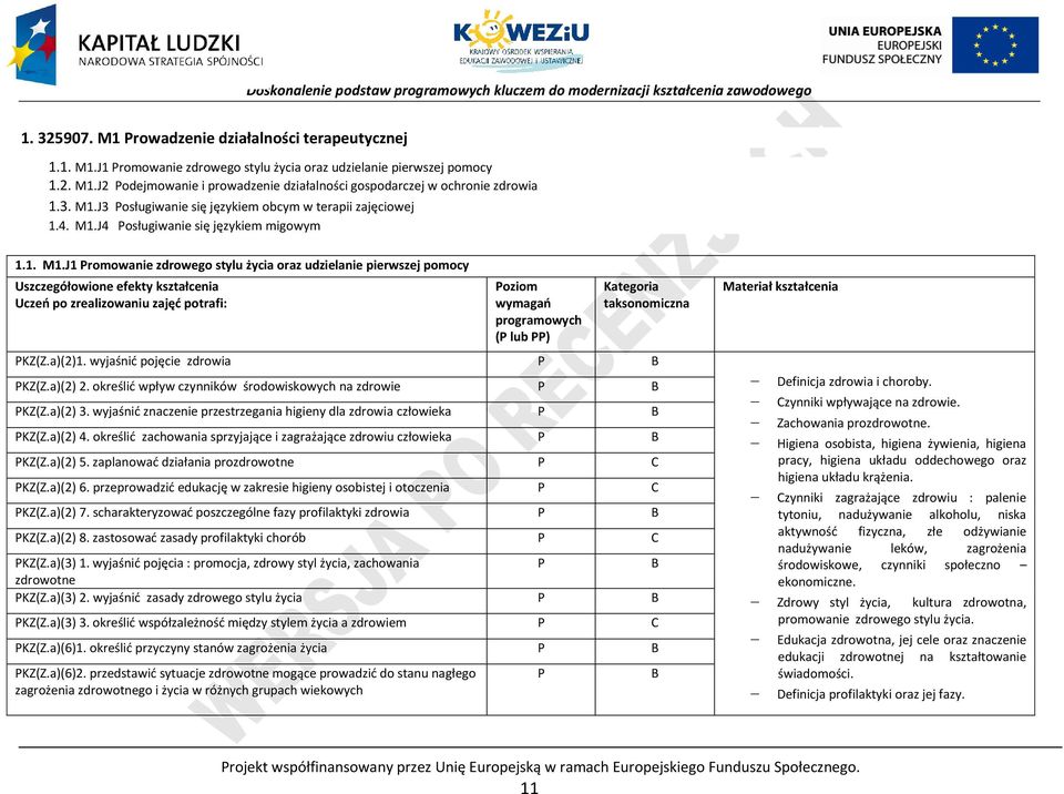 J3 osługiwanie się językiem obcym w terapii zajęciowej 1.4. M1.