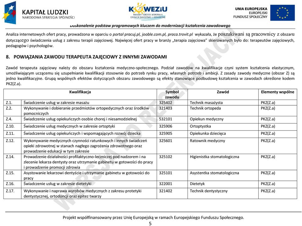 Najwięcej ofert pracy w branży terapia zajęciowa skierowanych było do: terapeutów zajęciowych, pedagogów i psychologów. 8.