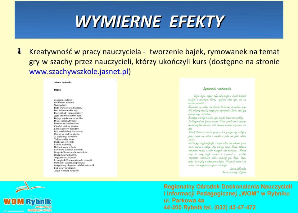 szachy przez nauczycieli, którzy ukończyli kurs