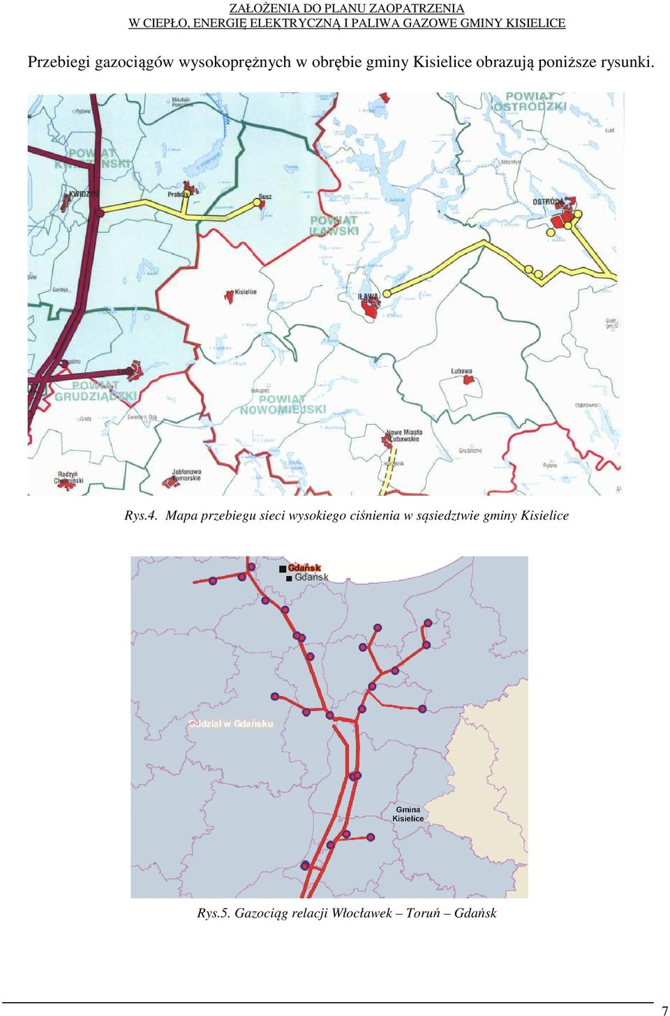 Mapa przebiegu sieci wysokiego ciśnienia w