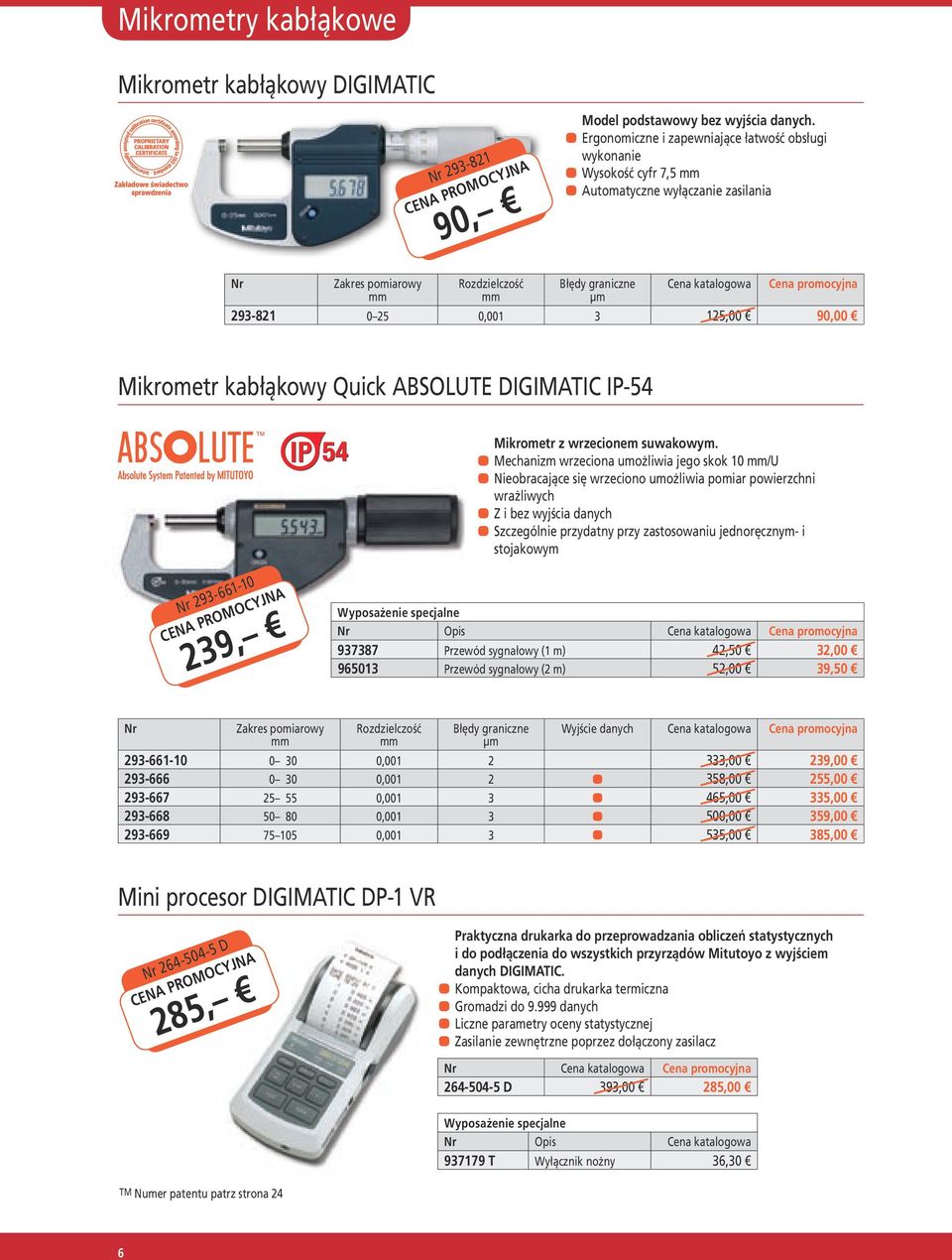 ABSOLUTE DIGIMATIC IP-54 293-661-10 239, Mikrometr z wrzecionem suwakowym.