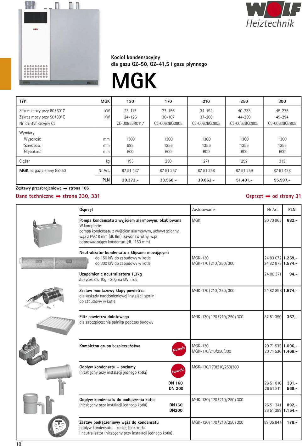 1355 Głębokość mm 600 600 600 600 600 Ciężar kg 195 250 271 292 313 MGK na gaz ziemny GZ-50 Nr Art. 87 51 437 87 51 257 87 51 258 87 51 259 87 51 438 PLN 29.372,- 33.568,- 39.862,- 51.401,- 55.