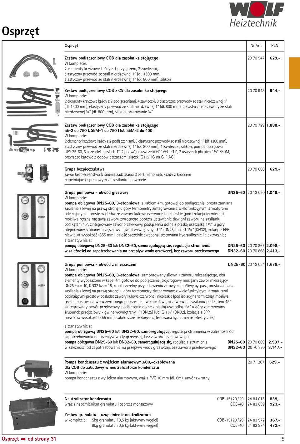 1300 mm), elastyczny przewód ze stali nierdzewnej 1 (dł.