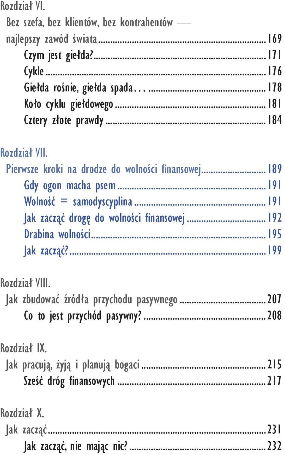 ..191 Wolność = samodyscyplina...191 Jak zacząć drogę do wolności finansowej...192 Drabina wolności...195 Jak zacząć?...199 Rozdział VIII.