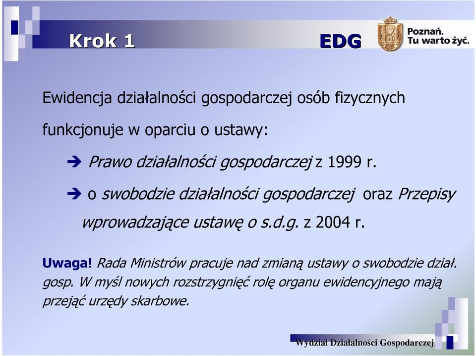 o swobodzie działalności gospodarczej oraz Przepisy wprowadzające ustawę o s.d.g. z 2004 r.