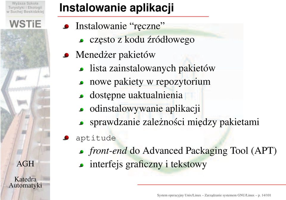 aplikacji sprawdzanie zależności między pakietami aptitude front-end do Advanced Packaging Tool