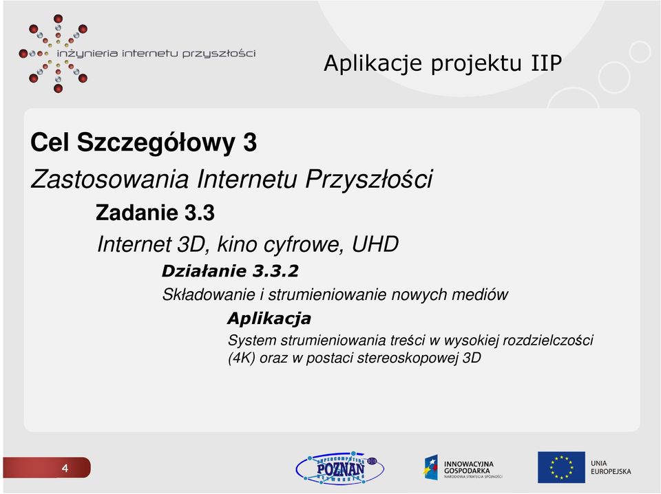 3 Internet 3D, kino cyfrowe, UHD Działanie 3.3.2 Składowanie i