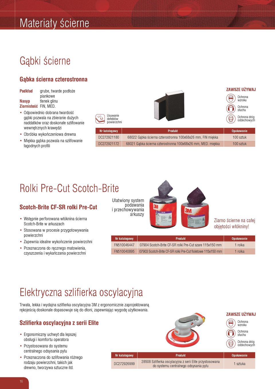 profili defektów powierzchni słuchu dróg DC272921180 68022 Gąbka ścierna czterostronna 100x68x26 mm, FIN miękka 100 sztuk DC272921172 68021 Gąbka ścierna czterostronna 100x68x26 mm, MED.