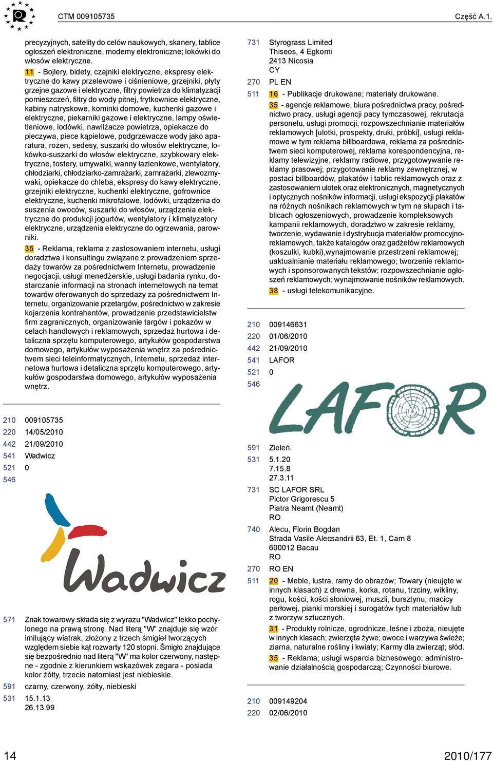 do wody pitnej, frytkownice elektryczne, kabiny natryskowe, kominki domowe, kuchenki gazowe i elektryczne, piekarniki gazowe i elektryczne, lampy oświetleniowe, lodówki, nawilżacze powietrza,