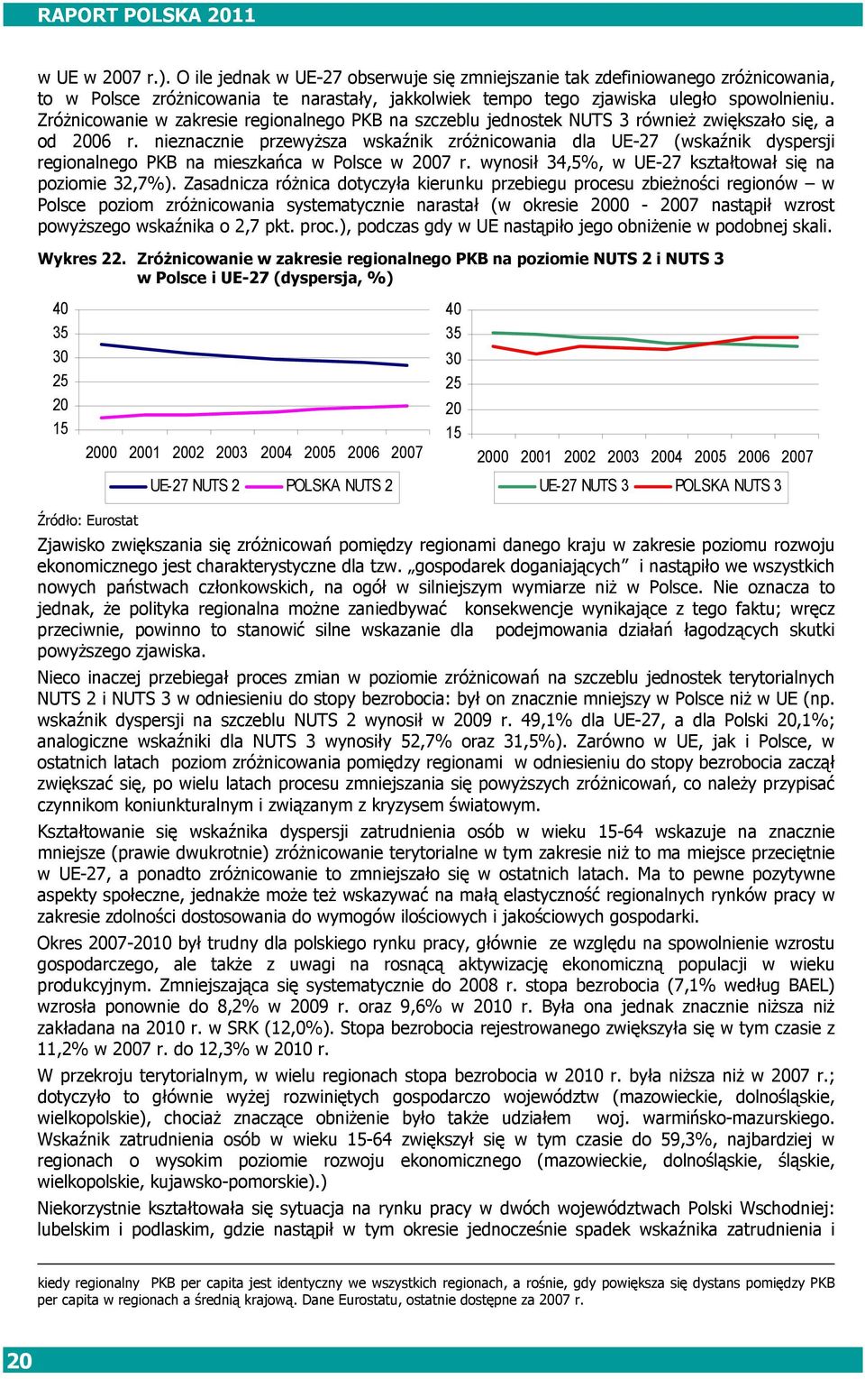 Zróżnicowanie w zakresie regionalnego PKB na szczeblu jednostek NUTS 3 również zwiększało się, a od 2006 r.