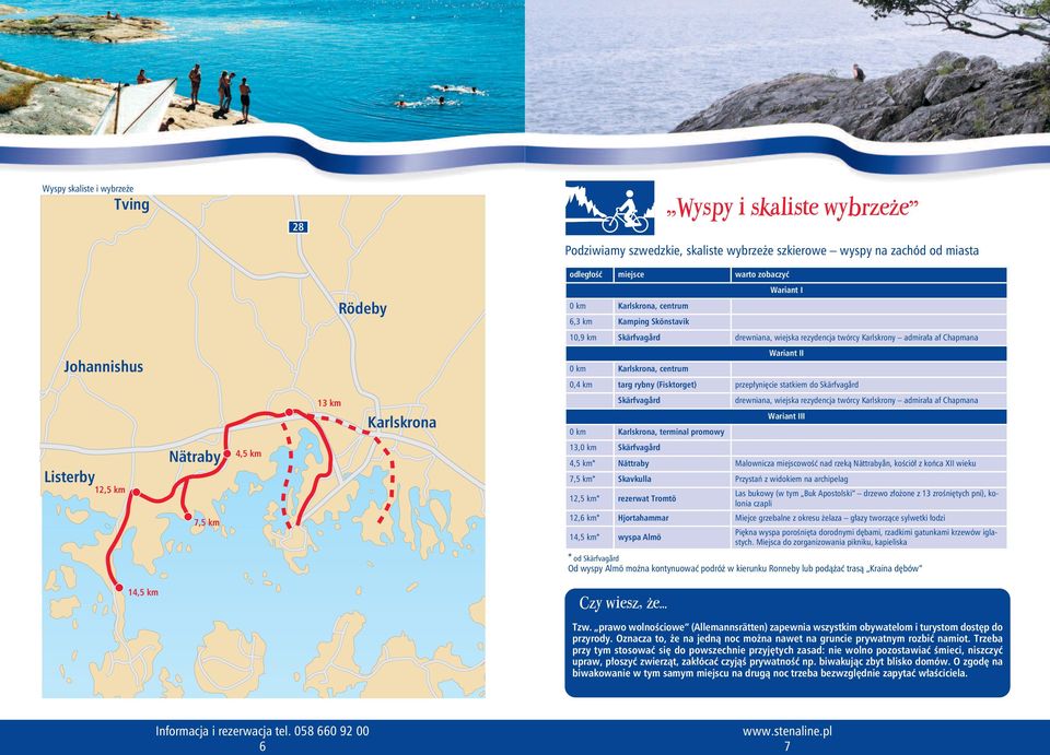 (Fisktorget) przepłynięcie statkiem do Skärfvagård 13 km Skärfvagård drewniana, wiejska rezydencja twórcy Karlskrony admirała af Chapmana Karlskrona 0 km Karlskrona, terminal promowy Wariant III