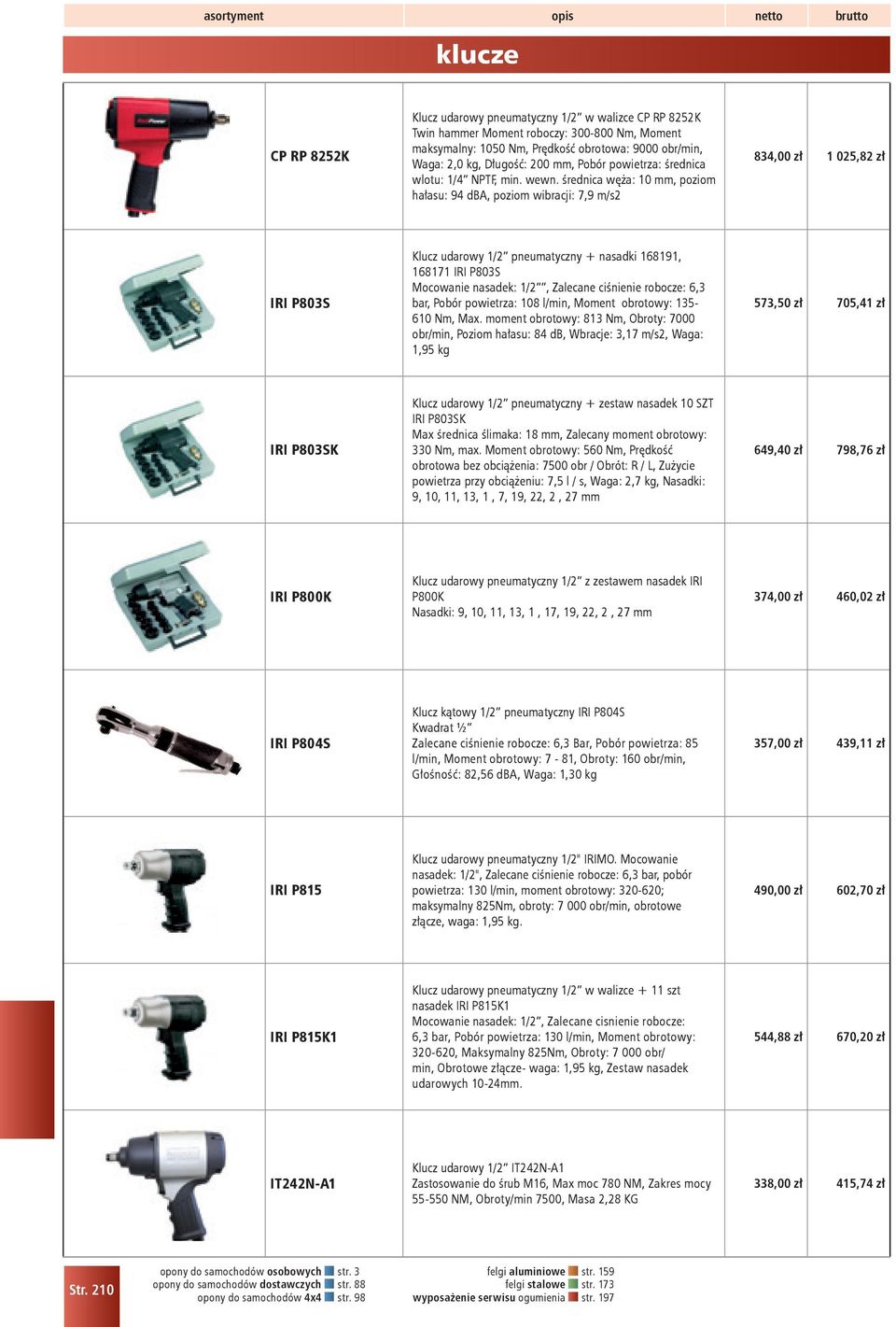 średnica węża: 10 mm, poziom hałasu: 94 dba, poziom wibracji: 7,9 m/s2 834,00 zł 1 025,82 zł IRI P803S Klucz udarowy 1/2 pneumatyczny + nasadki 168191, 168171 IRI P803S Mocowanie nasadek: 1/2,