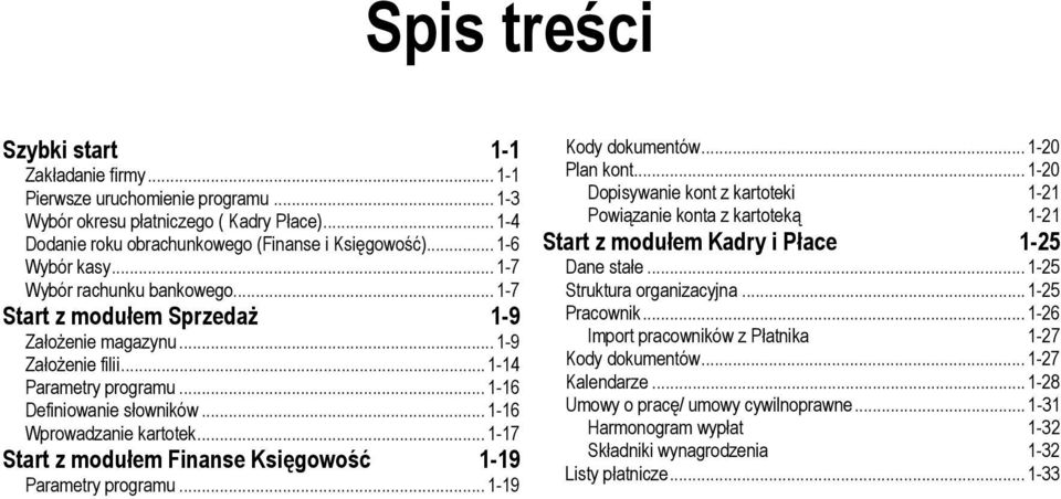 .. 1-16 Wprowadzanie kartotek... 1-17 Start z modułem Finanse Księgowość 1-19 Parametry programu... 1-19 Kody dokumentów... 1-20 Plan kont.