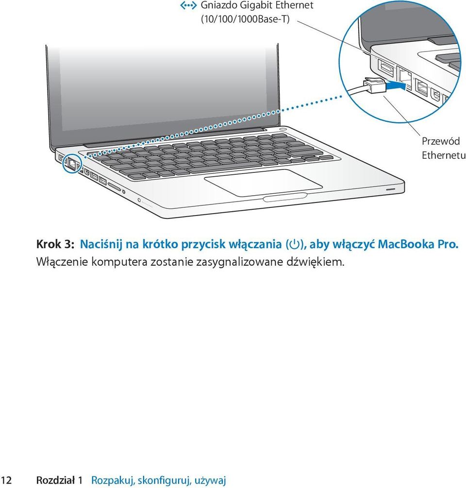 aby włączyć MacBooka Pro.