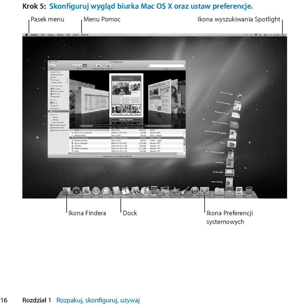 Pasek menu Menu Pomoc Ikona wyszukiwania Spotlight