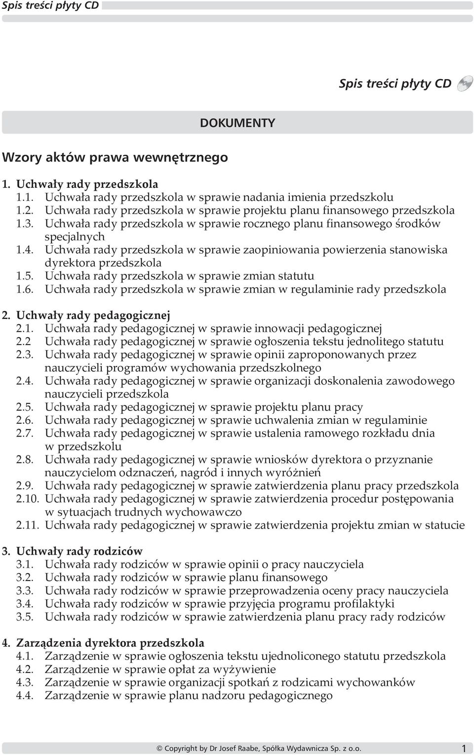 Uchwała rady przedszkola w sprawie zaopiniowania powierzenia stanowiska dyrektora przedszkola 1.5. Uchwała rady przedszkola w sprawie zmian statutu 1.6.