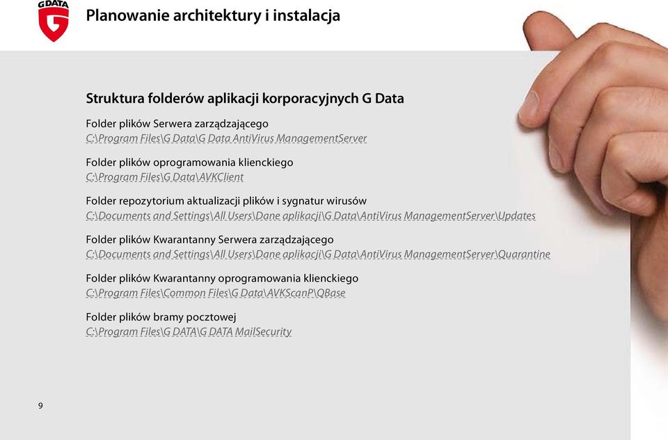 aplikacji\g Data\AntiVirus ManagementServer\Updates Folder plików Kwarantanny Serwera zarządzającego C:\Documents and Settings\All Users\Dane aplikacji\g Data\AntiVirus