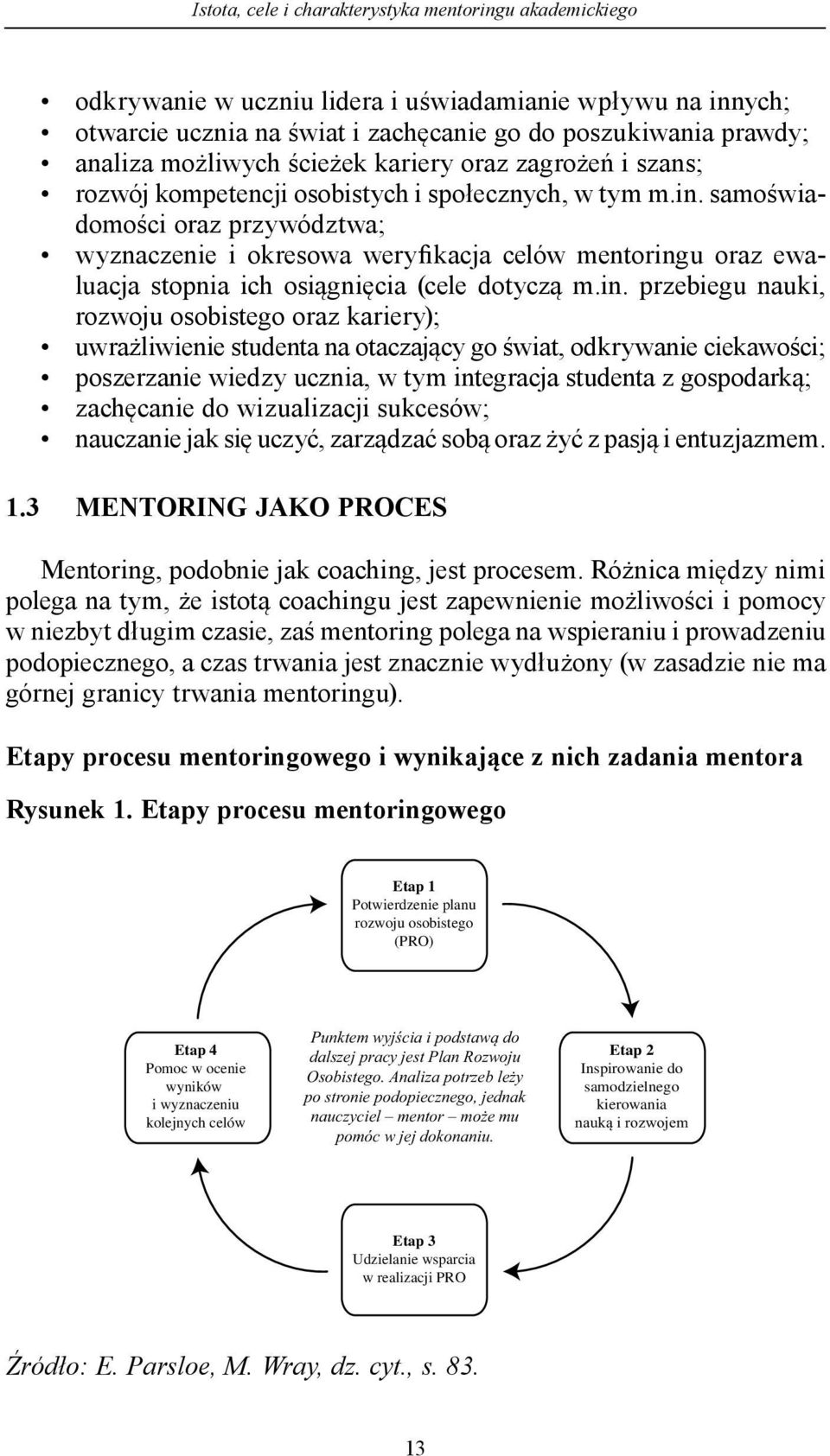 samoświadomości oraz przywództwa; wyznaczenie i okresowa weryfikacja celów mentoring