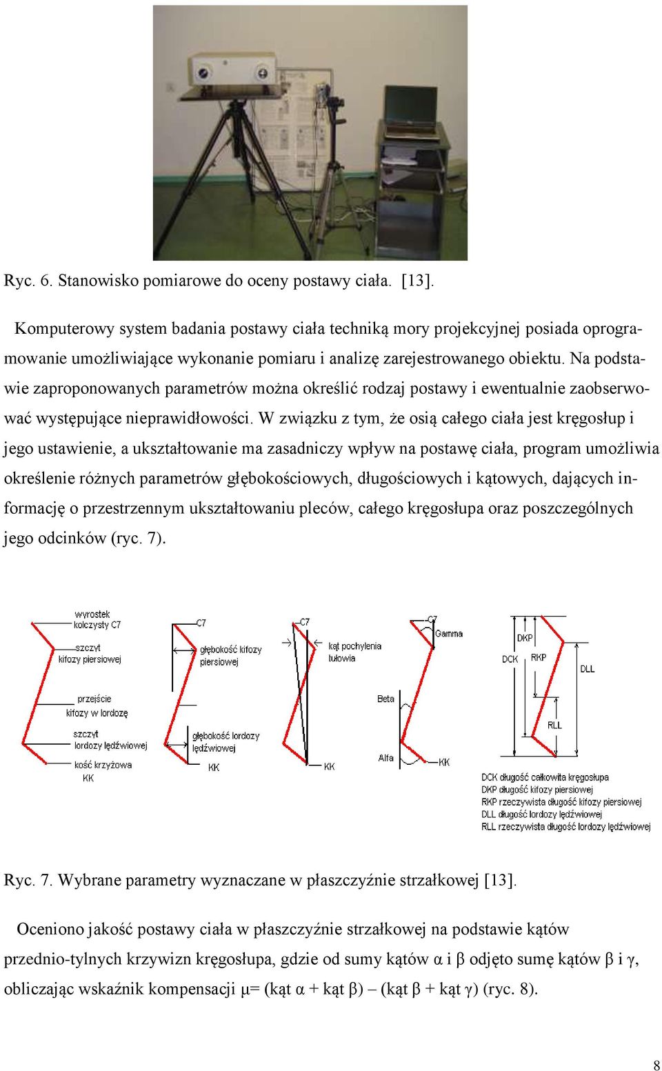 Na podstawie zaproponowanych parametrów można określić rodzaj postawy i ewentualnie zaobserwować występujące nieprawidłowości.