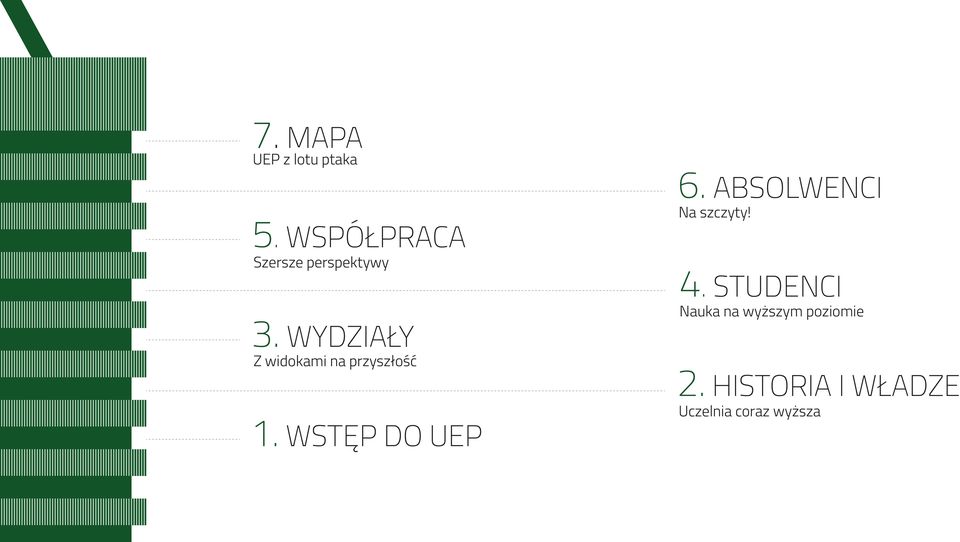 WYDZIAŁY Z widokami na przyszłość 1. WSTĘP DO UEP 6.