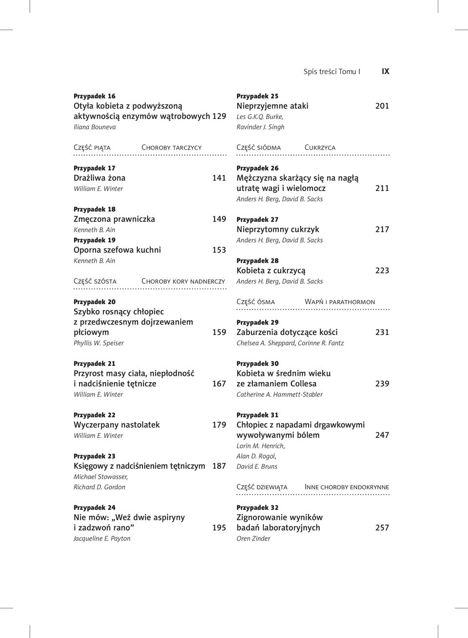 Ain Przypadek 19 Oporna szefowa kuchni 153 Kenneth B. Ain Część szósta Choroby kory nadnerczy Przypadek 20 Szybko rosnący chłopiec z przedwczesnym dojrzewaniem płciowym 159 Phyllis W.