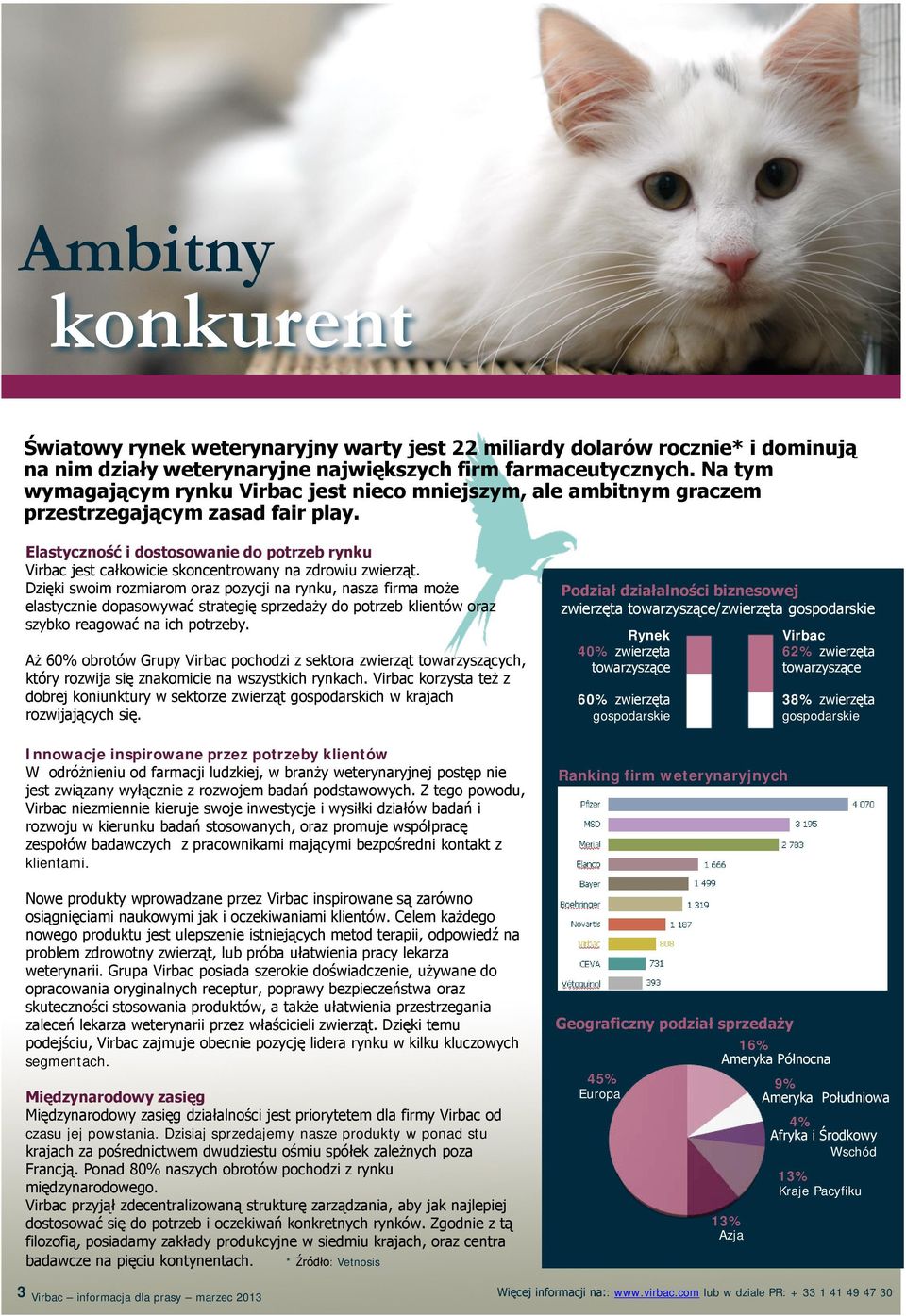 Elastyczność i dostosowanie do potrzeb rynku Virbac jest całkowicie skoncentrowany na zdrowiu zwierząt.