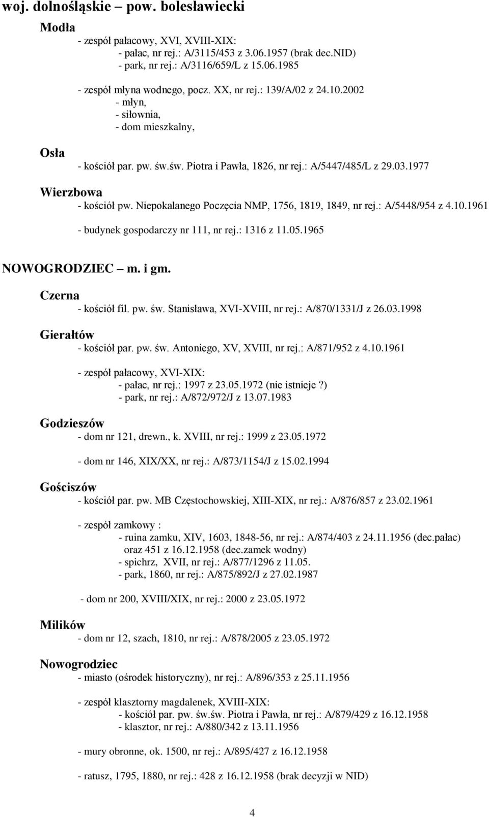 Niepokalanego Poczęcia NMP, 1756, 1819, 1849, nr rej.: A/5448/954 z 4.10.1961 - budynek gospodarczy nr 111, nr rej.: 1316 z 11.05.1965 NOWOGRODZIEC m. i gm. Czerna - kościół fil. pw. św.