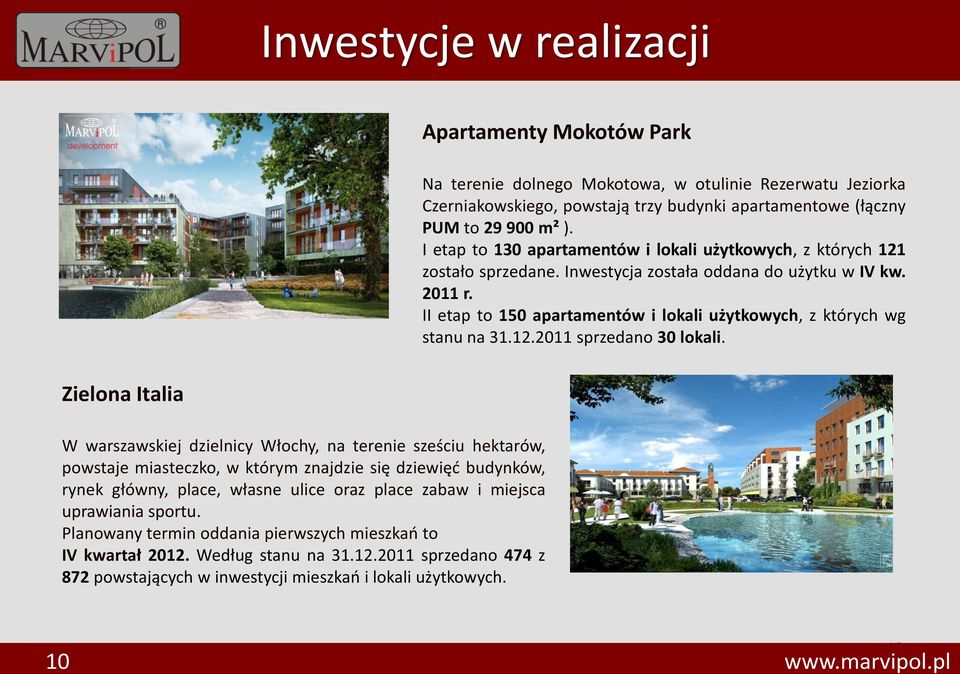 II etap to 15 apartamentów i lokali użytkowych, z których wg stanu na 31.12. sprzedano 3 lokali.