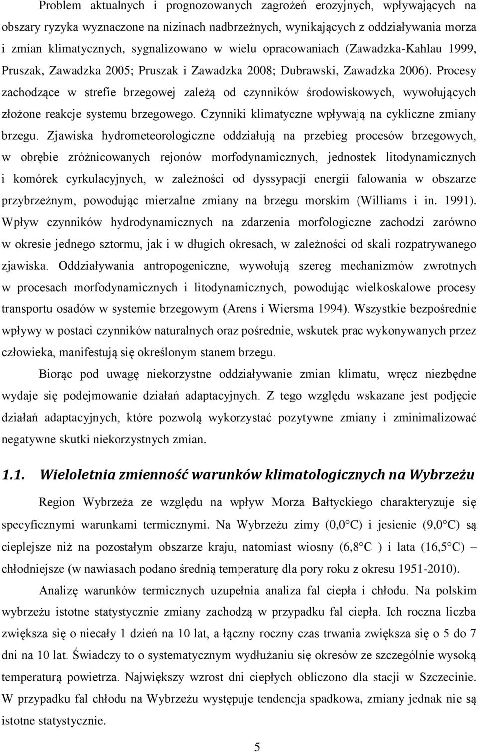 Procesy zachodzące w strefie brzegowej zależą od czynników środowiskowych, wywołujących złożone reakcje systemu brzegowego. Czynniki klimatyczne wpływają na cykliczne zmiany brzegu.