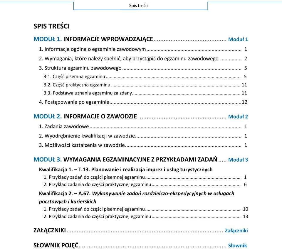 Zadania zawodowe... 1 W... 1 M... 1 MODUŁ WYMAGANIA EGZAMINACYJNE Z PRZYKŁADAMI ZADAO... M Kwalifikacja 1. T P P.