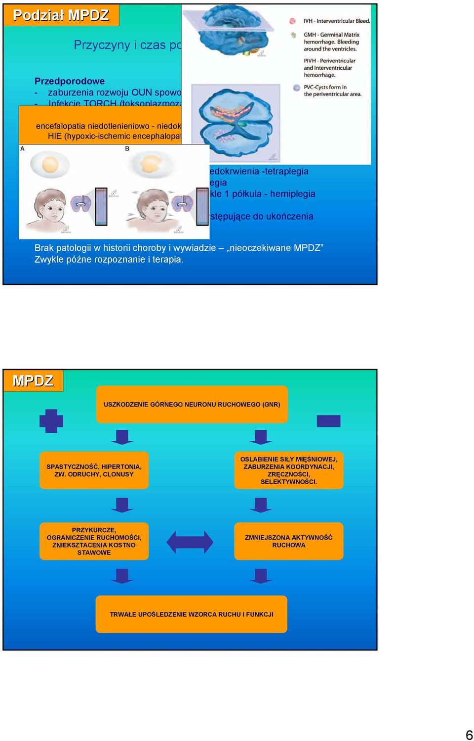 niedotlenieniowo (hiperbilirubinemia) - niedokrwienna - HIE zaburzenia (hypoxic-ischemic hemostazy, encephalopathy), - zły stan zdrowia matki (uzależnienia, zab. metaboliczne itd.