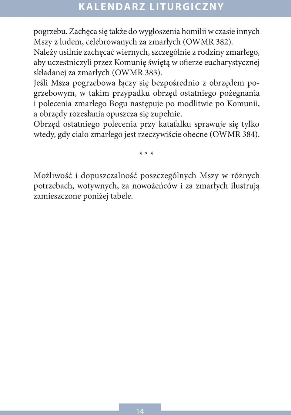 Jeśli Msza pogrzebowa łączy się bezpośrednio z obrzędem pogrzebowym, w takim przypadku obrzęd ostatniego pożegnania i polecenia zmarłego Bogu następuje po modlitwie po Komunii, a obrzędy rozesłania