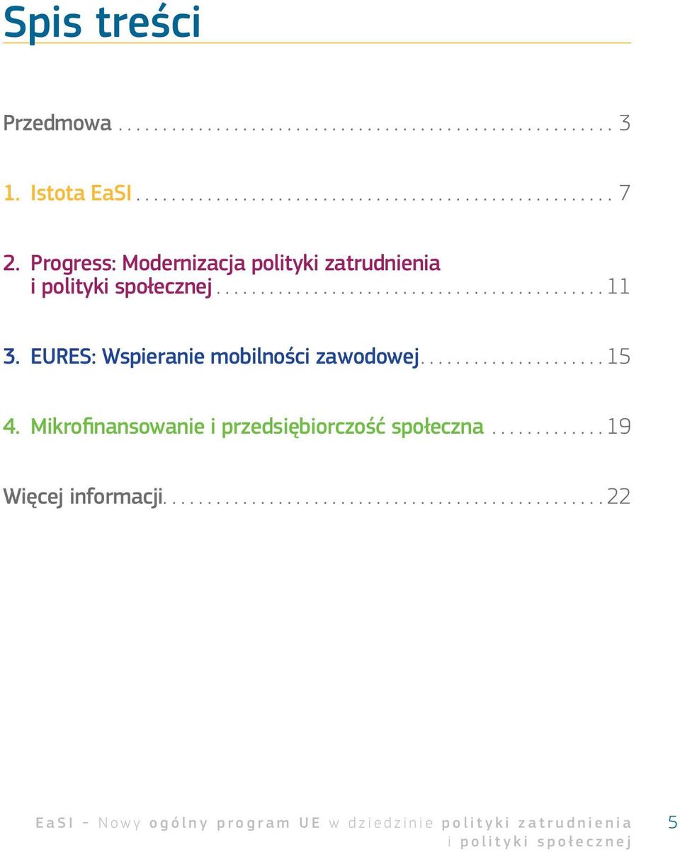 EURES: Wspieranie mobilności zawodowej..................... 15 4. Mikrofinansowanie i przedsiębiorczość społeczna.