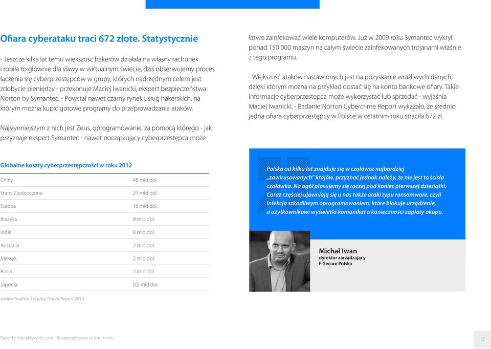 których nadrzędnym celem jest zdobycie pieniędzy - przekonuje Maciej Iwanicki, ekspert bezpieczeństwa Norton by Symantec.