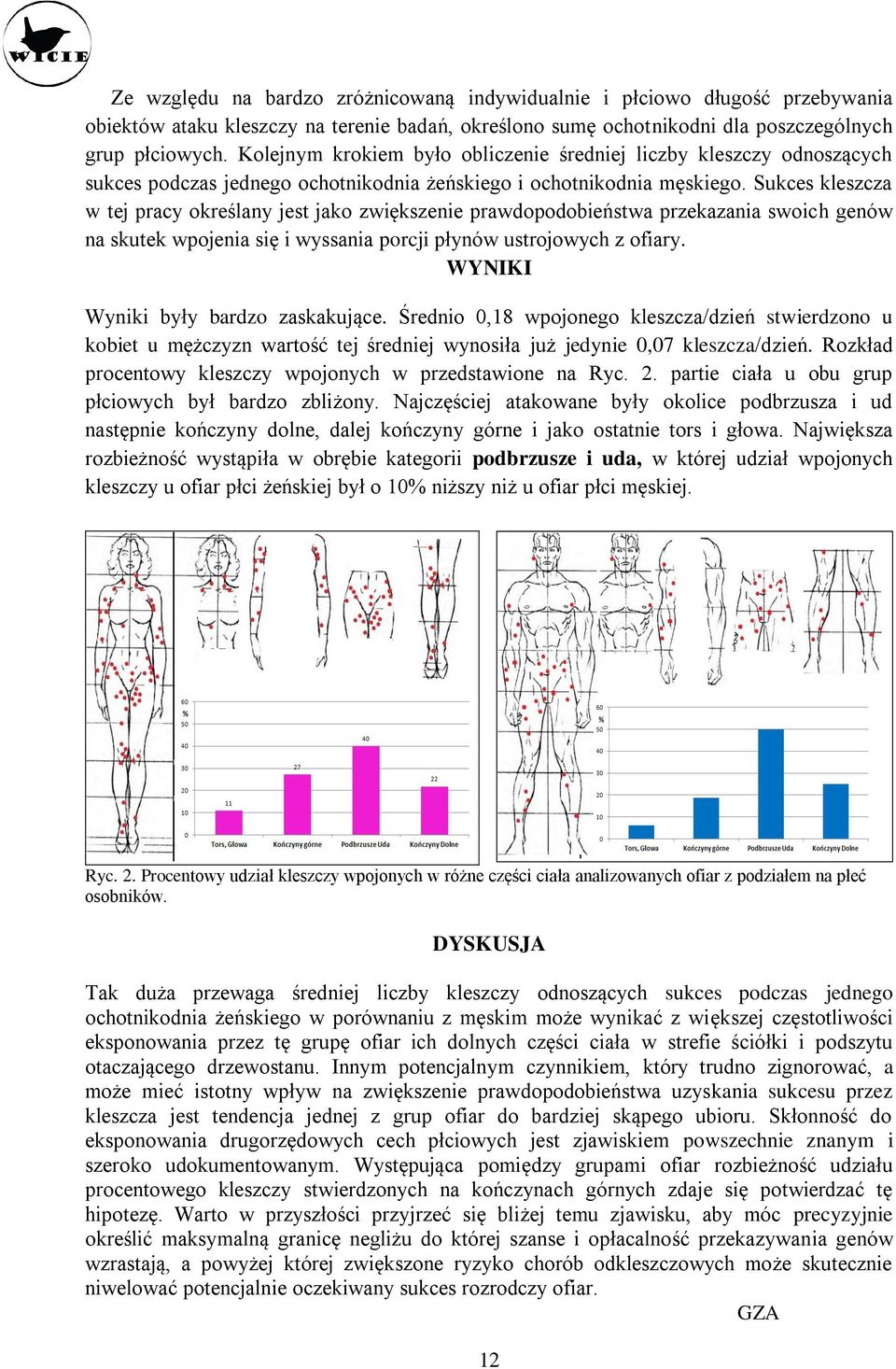 Sukces kleszcza w tej pracy określany jest jako zwiększenie prawdopodobieństwa przekazania swoich genów na skutek wpojenia się i wyssania porcji płynów ustrojowych z ofiary.