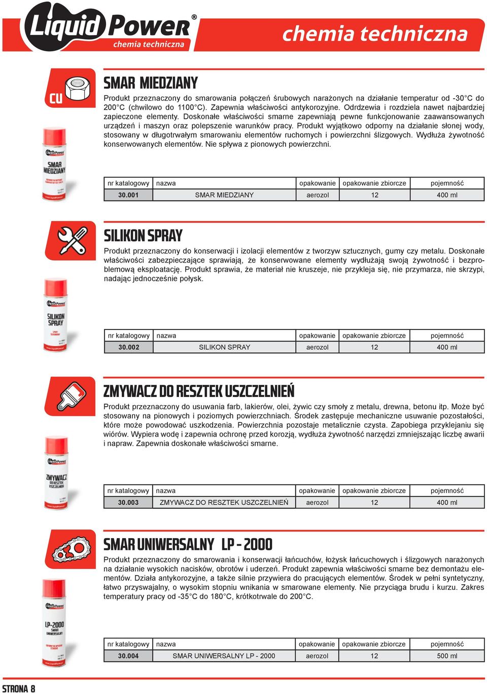 Produkt wyjątkowo odporny na działanie słonej wody, stosowany w długotrwałym smarowaniu elementów ruchomych i powierzchni ślizgowych. Wydłuża żywotność konserwowanych elementów.