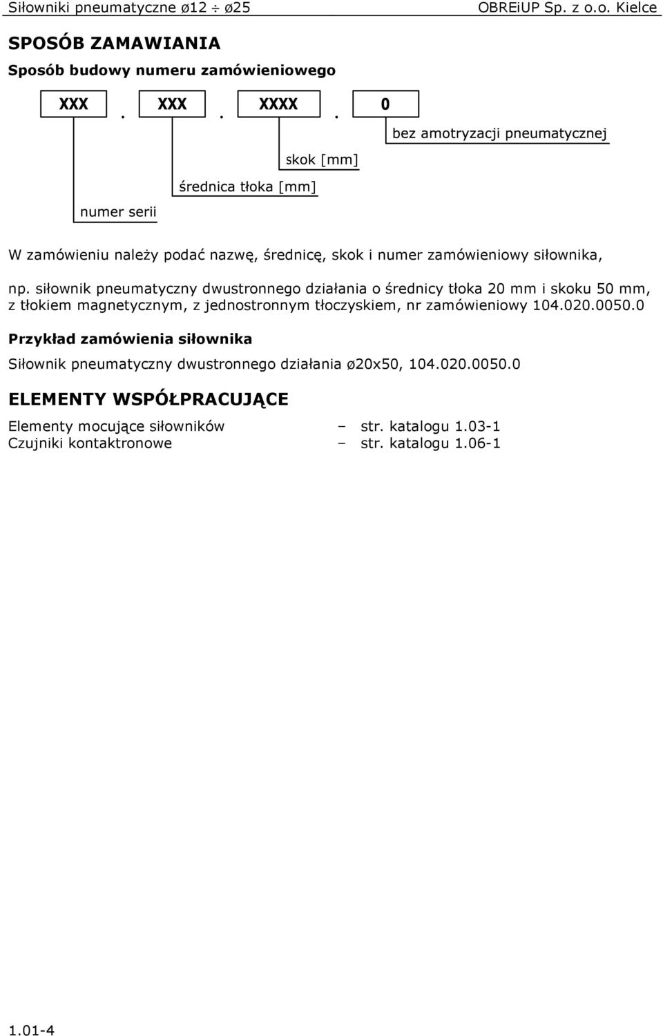 siłownik pneumatyczny dwustronnego działania o średnicy tłoka 20 mm i skoku 50 mm, z tłokiem magnetycznym, z jednostronnym tłoczyskiem,