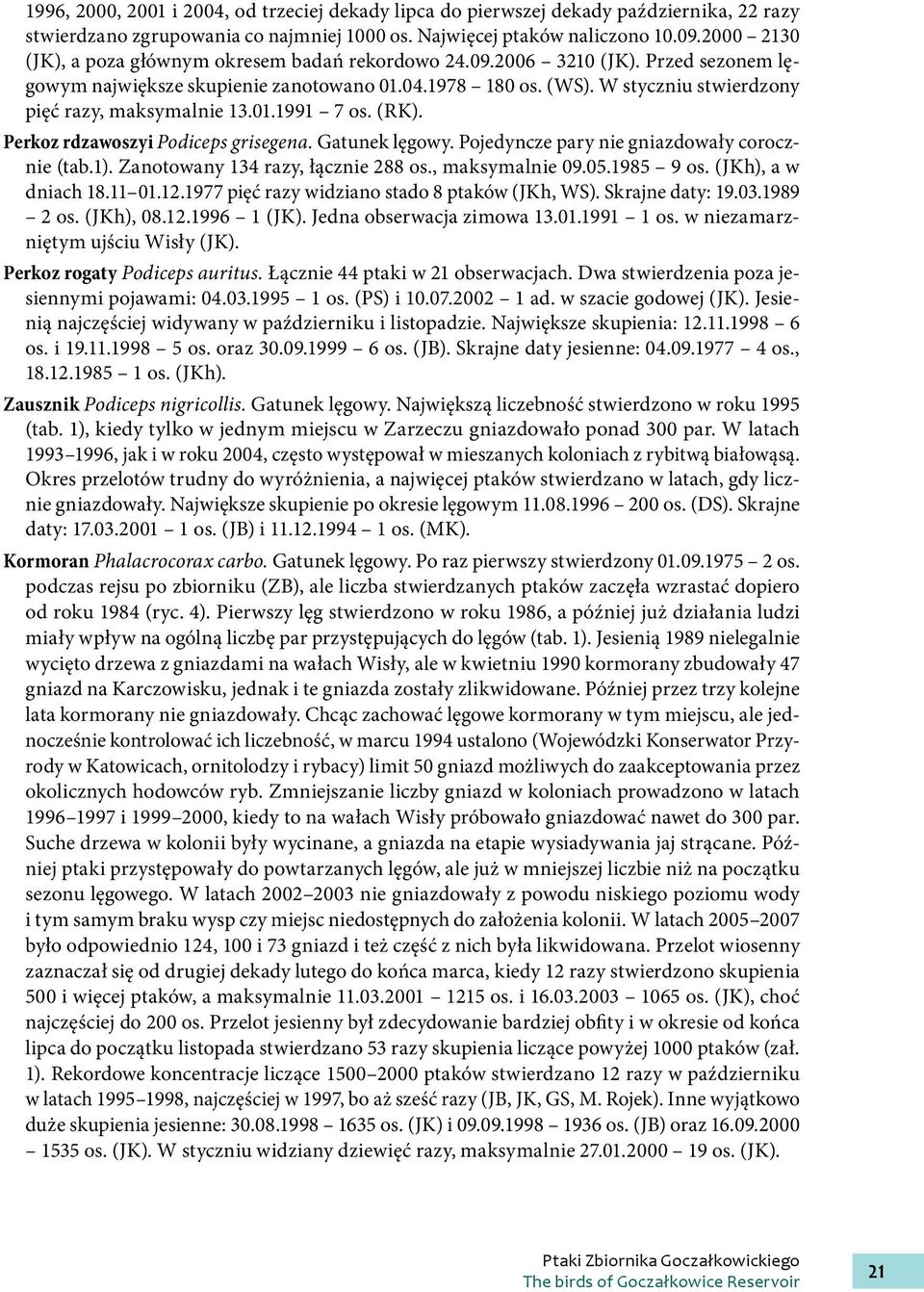 Gatunek lęgowy. Pojedyncze pary nie gniazdowały corocznie (tab.1). Zanotowany 134 razy, łącznie 288 os., maksymalnie 9.5.1985 9 os. (JKh), a w dniach 18.11 1.12.