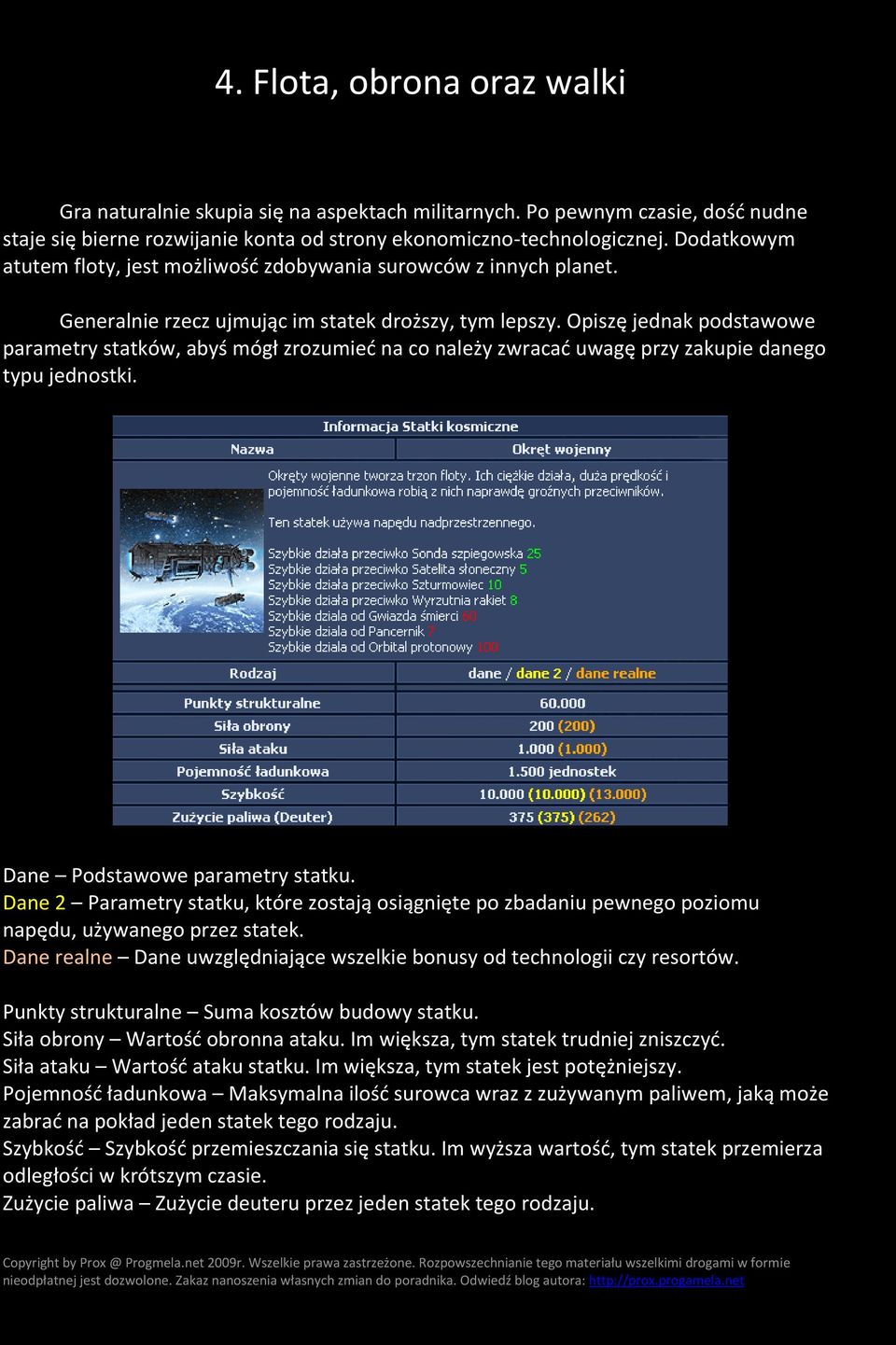 Opiszę jednak podstawowe parametry statków, abyś mógł zrozumied na co należy zwracad uwagę przy zakupie danego typu jednostki. Dane Podstawowe parametry statku.