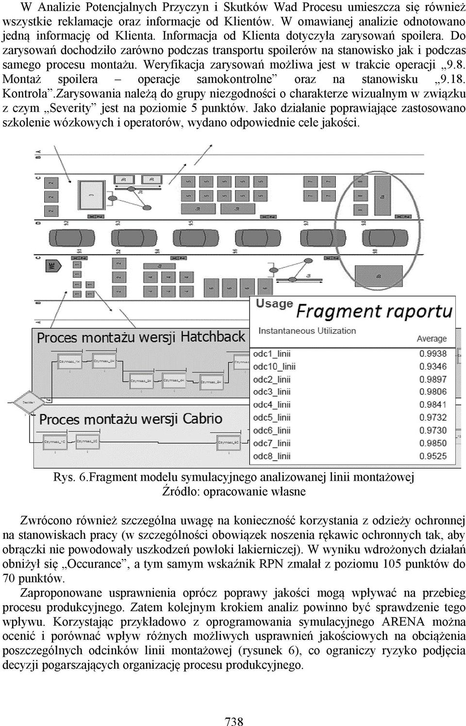 Weryfikacja zarysowań możliwa jest w trakcie operacji 9.8. Montaż spoilera operacje samokontrolne oraz na stanowisku 9.18. Kontrola.