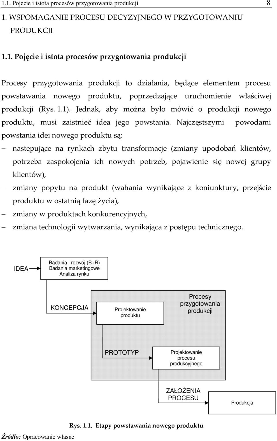 Jednak, aby można było mówić o produkcji nowego produktu, musi zaistnieć idea jego powstania.