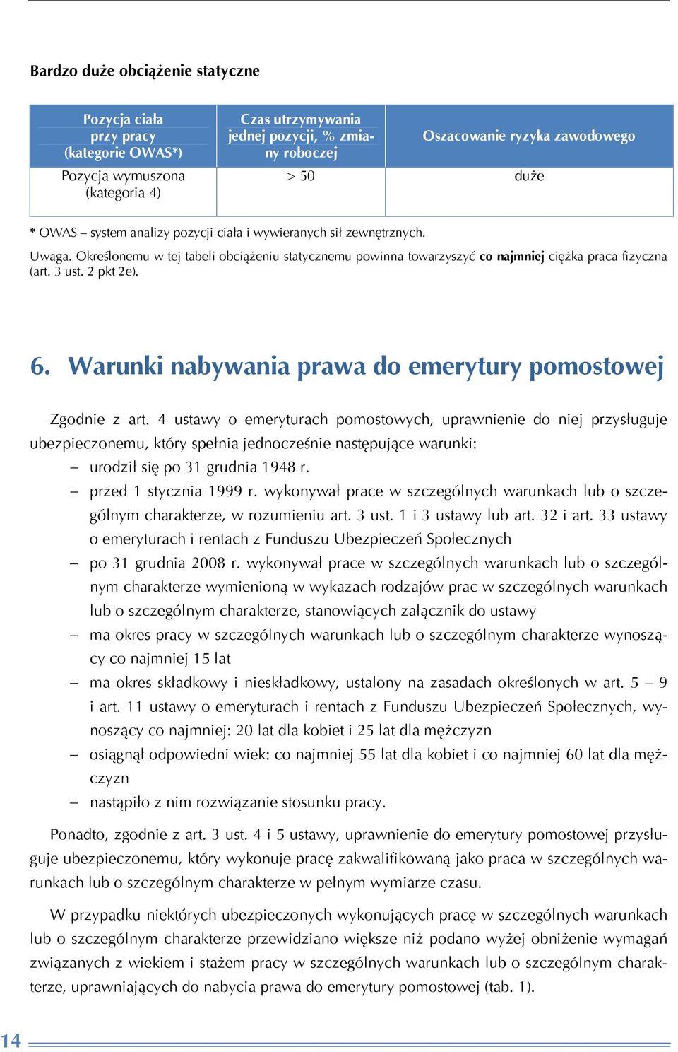 6. Warunki nabywania prawa do emerytury pomostowej Zgodnie z art.