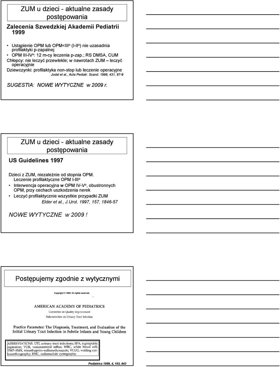 1999, 431, 87-9 SUGESTIA: NOWE WYTYCZNE w 2009 r. ZUM u dzieci - aktualne zasady US Guidelines 1997 Dzieci z ZUM, niezależnie od stopnia OPM.