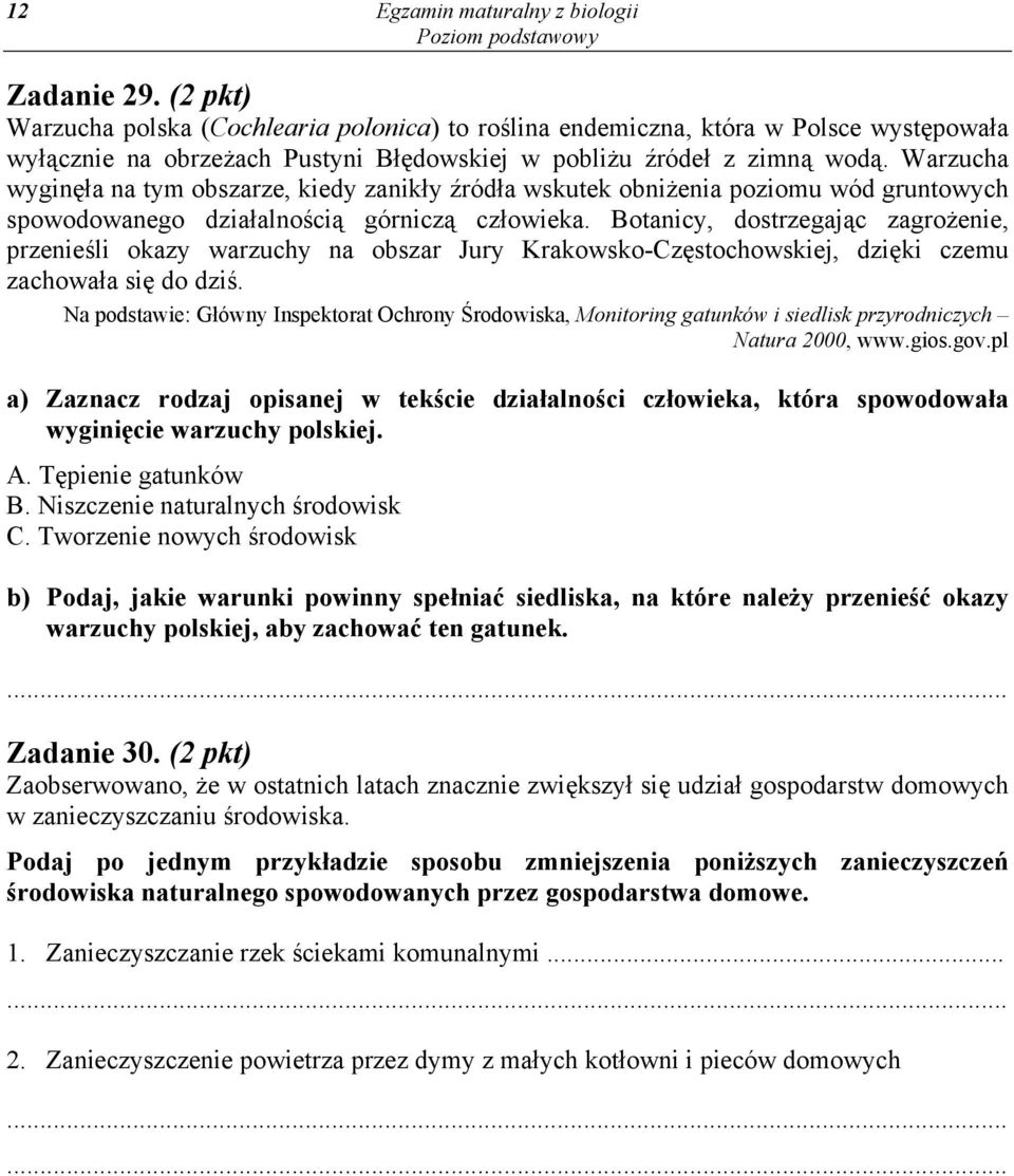 Warzucha wyginęła na tym obszarze, kiedy zanikły źródła wskutek obniżenia poziomu wód gruntowych spowodowanego działalnością górniczą człowieka.