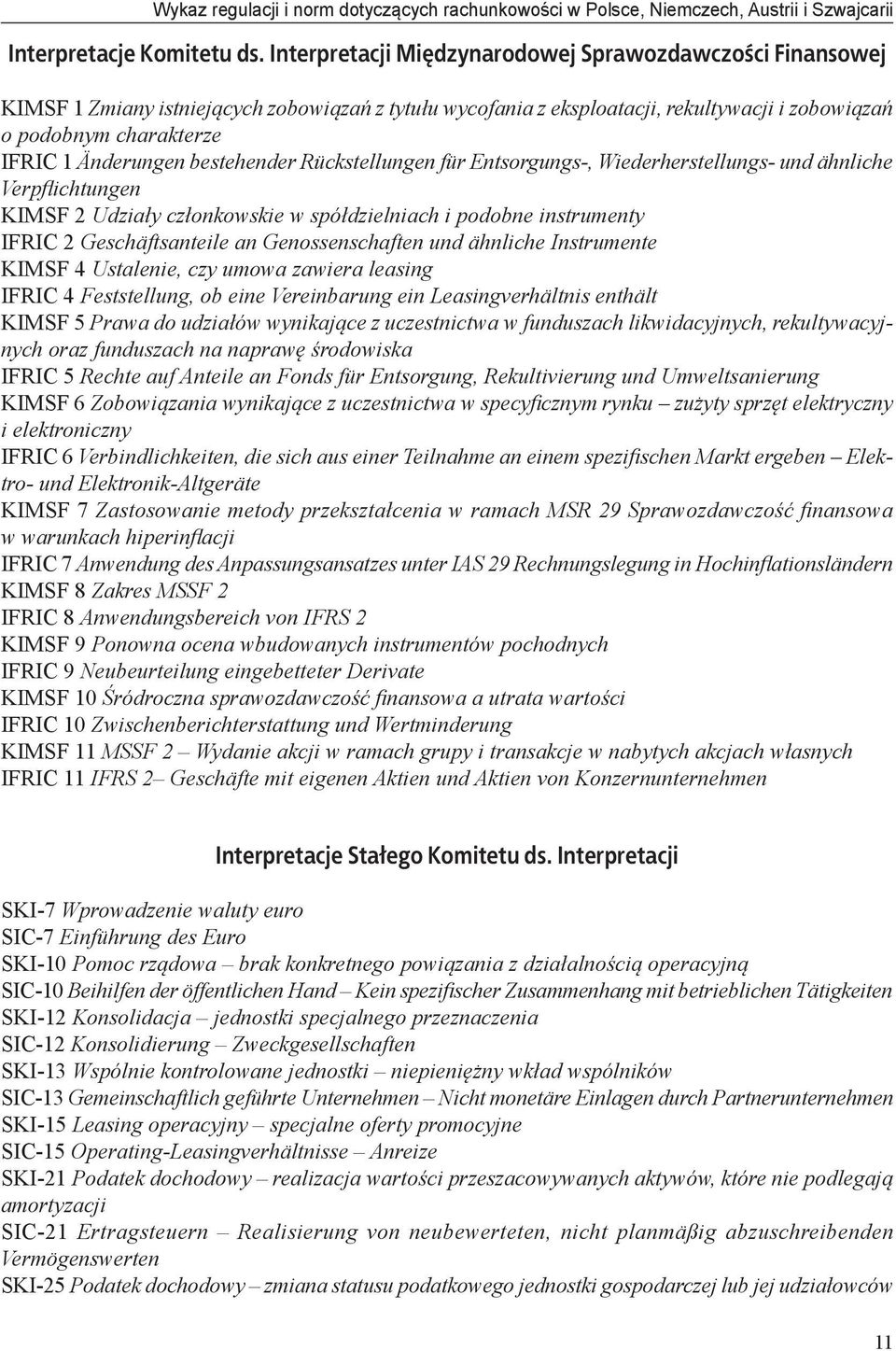 bestehender Rückstellungen für Entsorgungs-, Wiederherstellungs- und ähnliche Verpflichtungen KIMSF 2 Udziały członkowskie w spółdzielniach i podobne instrumenty IFRIC 2 Geschäftsanteile an