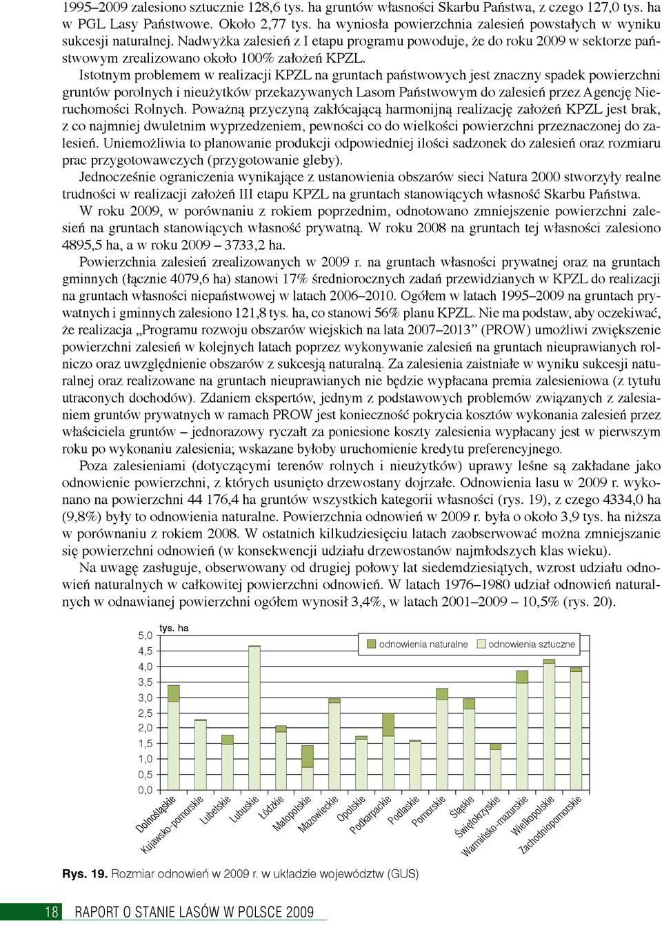 Istotnym problemem w realizacji KPZL na gruntach państwowych jest znaczny spadek powierzchni gruntów porolnych i nieużytków przekazywanych Lasom Państwowym do zalesień przez Agencję Nieruchomości