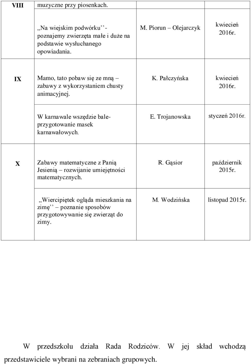 Trojanowska styczeń 2016r. X Zabawy matematyczne z Panią Jesienią rozwijanie umiejętności matematycznych. R. Gąsior październik 2015r.